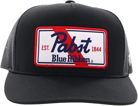 HOOEY Officially Licensed Pabst Blue Ribbon Adjustable Snapback Mesh Back Trucker Hat
